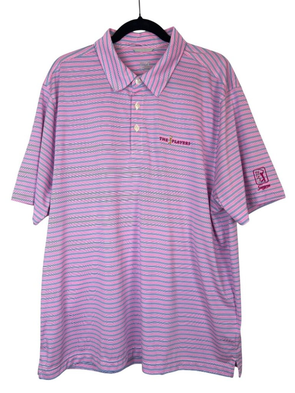 Cutter & Buck CB DryTec Golf Polo Sz XL Sawgrass Pink Striped Athletic Luxury